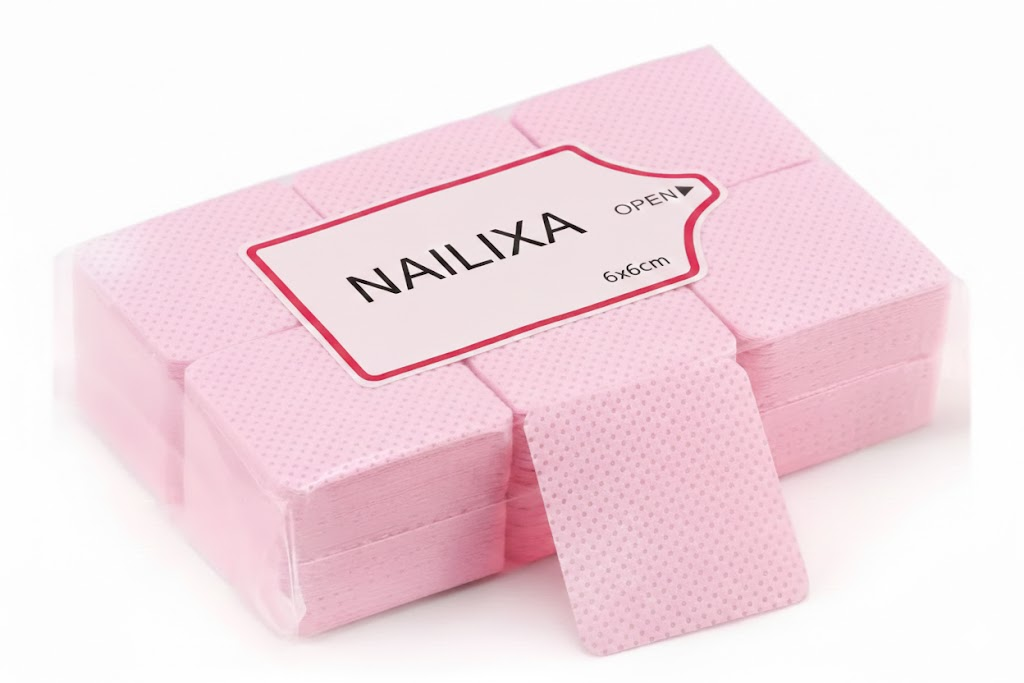 Nailixa™ Lint-Free Nail Wipes – 6x6cm (Pink)